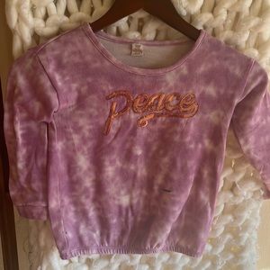 Purple peace shirt with blue paint stains